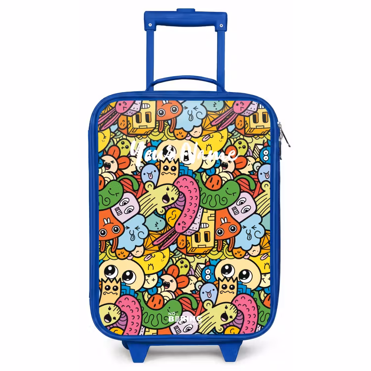 Children's suitcase - Blue - Fantasy animals that laugh and are colorful — 1