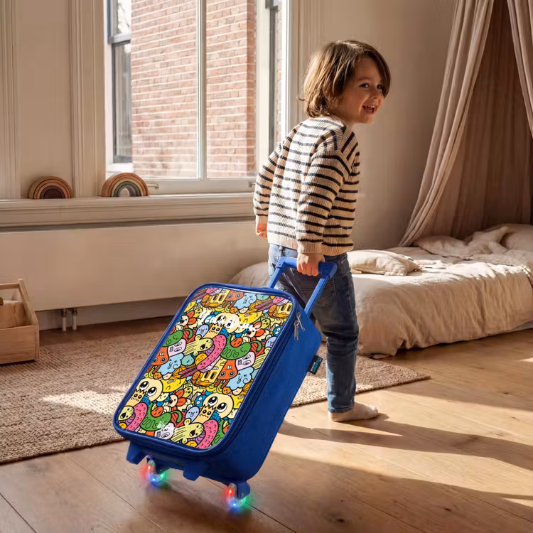 Children's suitcase - Blue - Fantasy animals that laugh and are colorful — 2