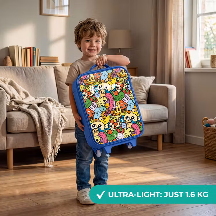 Children's suitcase - Blue - Fantasy animals that laugh and are colorful — 3