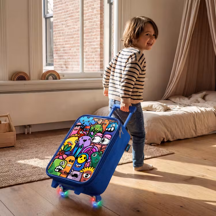 Children's suitcase - Blue - Funny colorful monsters — 2