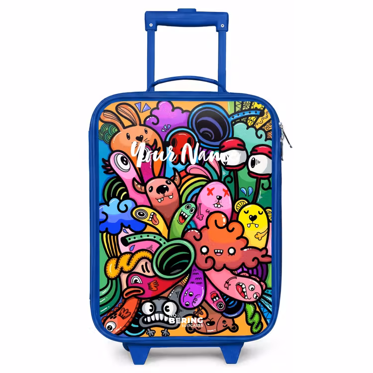 Children's suitcase - Blue - Merry monster chaos — 1