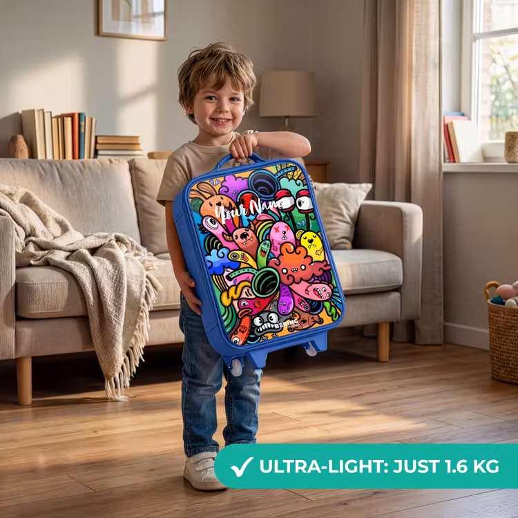 Children's suitcase - Blue - Merry monster chaos — 3
