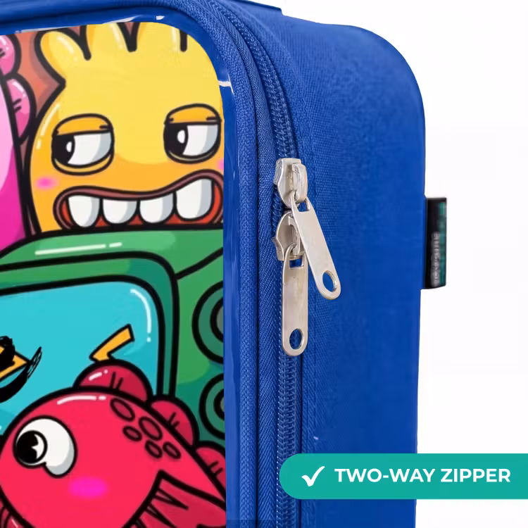 Children's suitcase - Blue - Monsters, flowers and ice cream pattern — 6