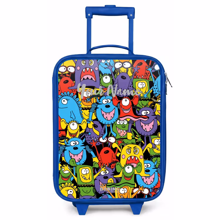 Children's suitcase - Blue - Monsters with Bright Colors — 1