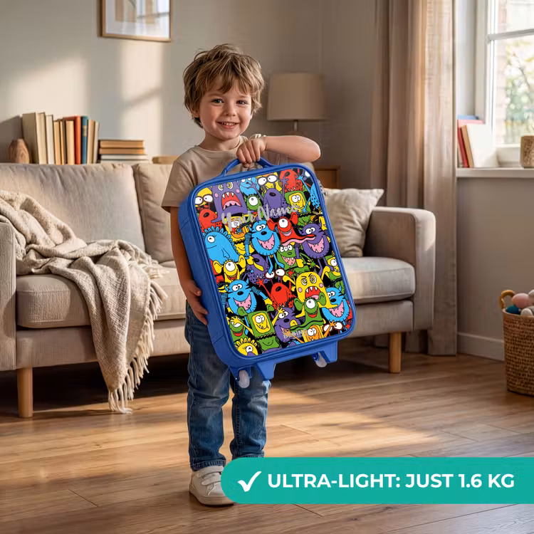 Children's suitcase - Blue - Monsters with Bright Colors — 3
