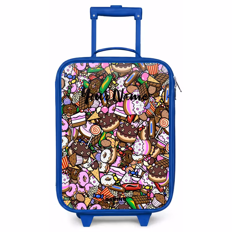 Children's suitcase - Blue - Overflowing pattern with treats — 1