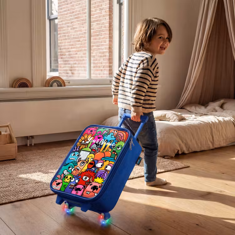 Children's suitcase - Blue - Popping colored monsters — 2