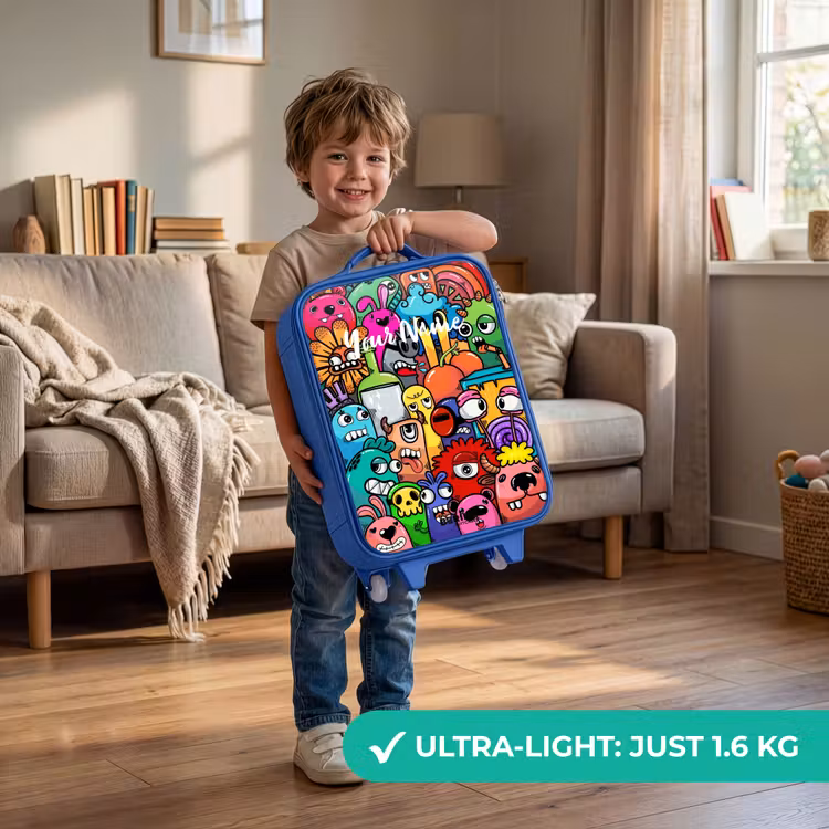 Children's suitcase - Blue - Popping colored monsters — 3
