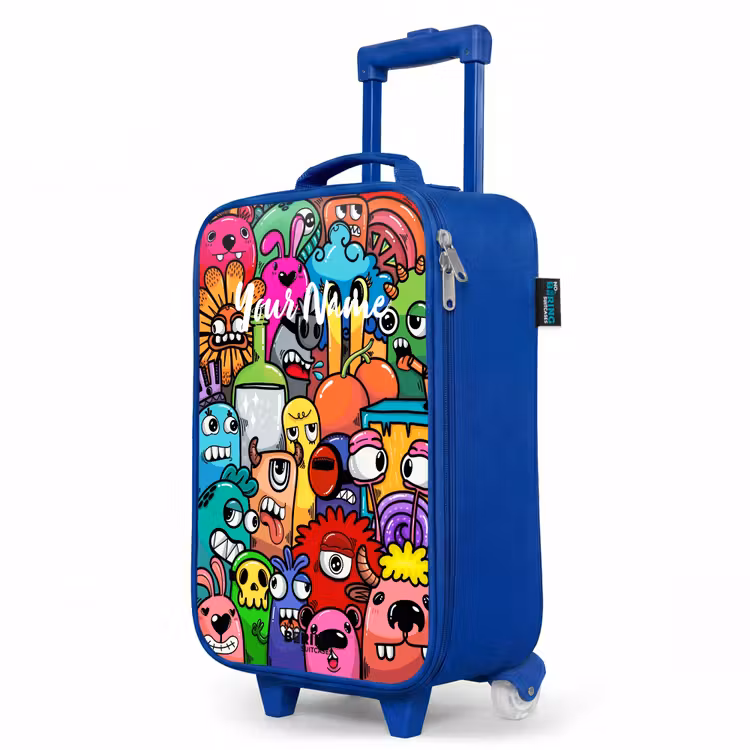 Children's suitcase - Blue - Popping colored monsters — 5