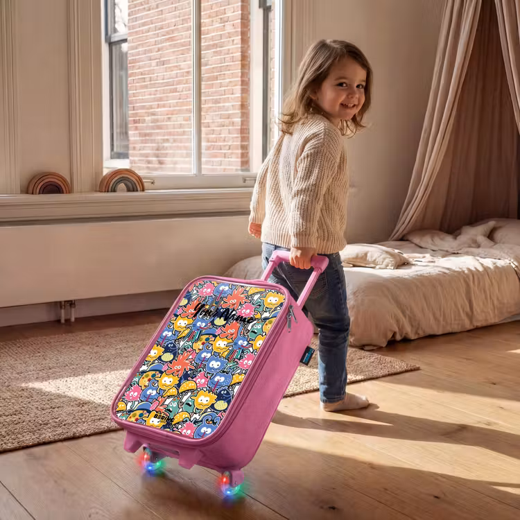 Children's suitcase - Pink - Beasts with Big Eyes — 2