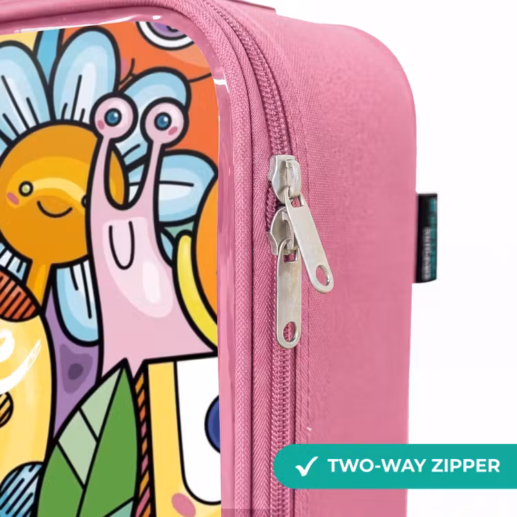 Children's suitcase - Pink - Cartoon of different creatures and faces — 4