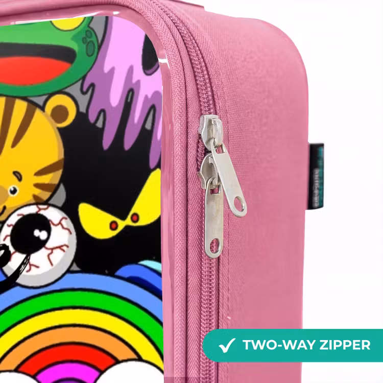 Children's suitcase - Pink - Chaotic colorful monster pattern — 4