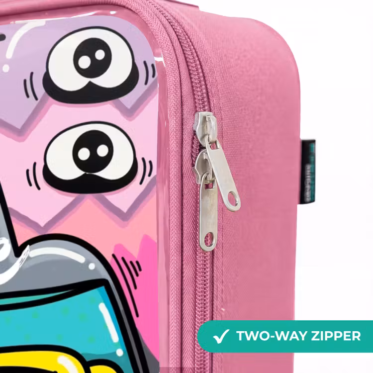Children's suitcase - Pink - Expressive and busy pattern with samples — 4