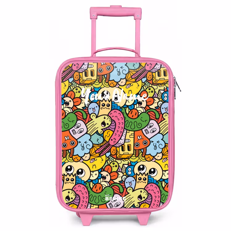 Children's suitcase - Pink - Fantasy animals that laugh and are colorful — 1
