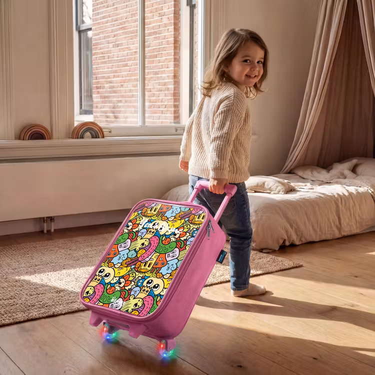 Children's suitcase - Pink - Fantasy animals that laugh and are colorful — 2