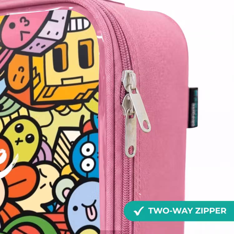 Children's suitcase - Pink - Fantasy animals that laugh and are colorful — 4