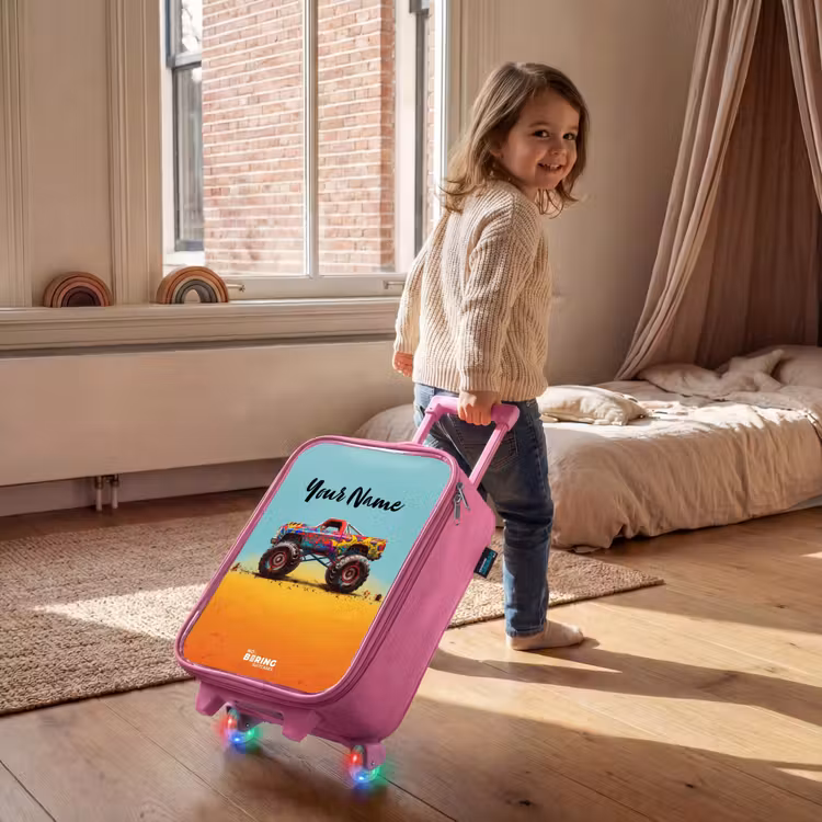 Children's suitcase - Pink - Monster Truck with Graffiti Print in the Sand — 2