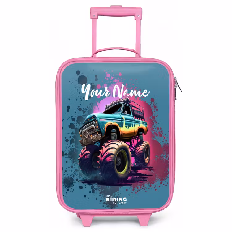 Children's suitcase - Pink - Monster Wheels — 1
