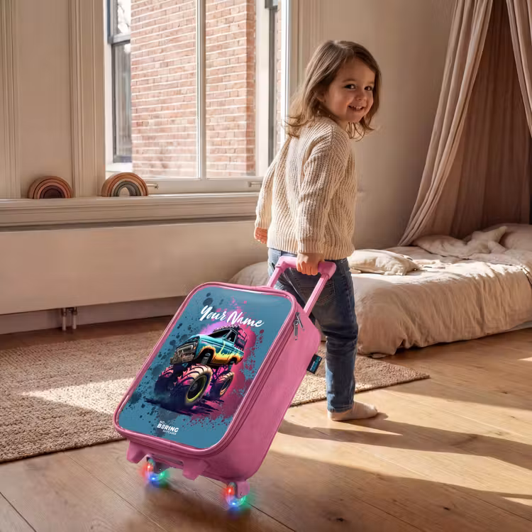 Children's suitcase - Pink - Monster Wheels — 2