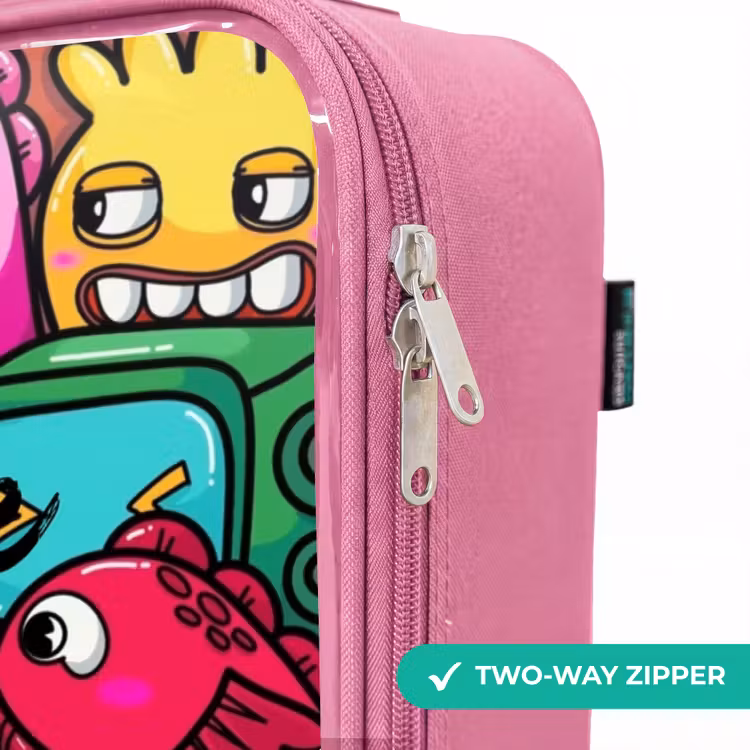 Children's suitcase - Pink - Monsters, flowers and ice cream pattern — 4