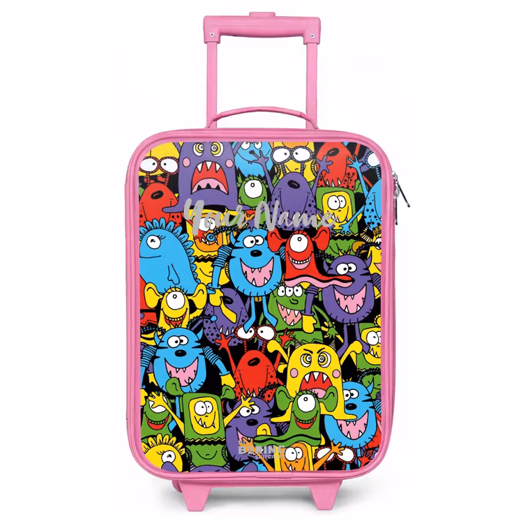 Children's suitcase - Pink - Monsters with Bright Colors — 1