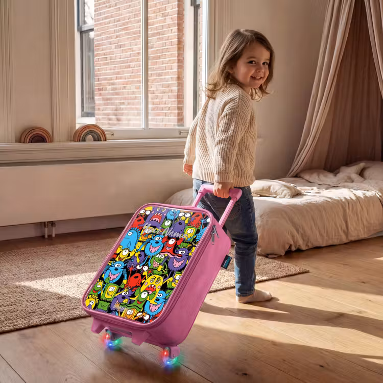 Children's suitcase - Pink - Monsters with Bright Colors — 2