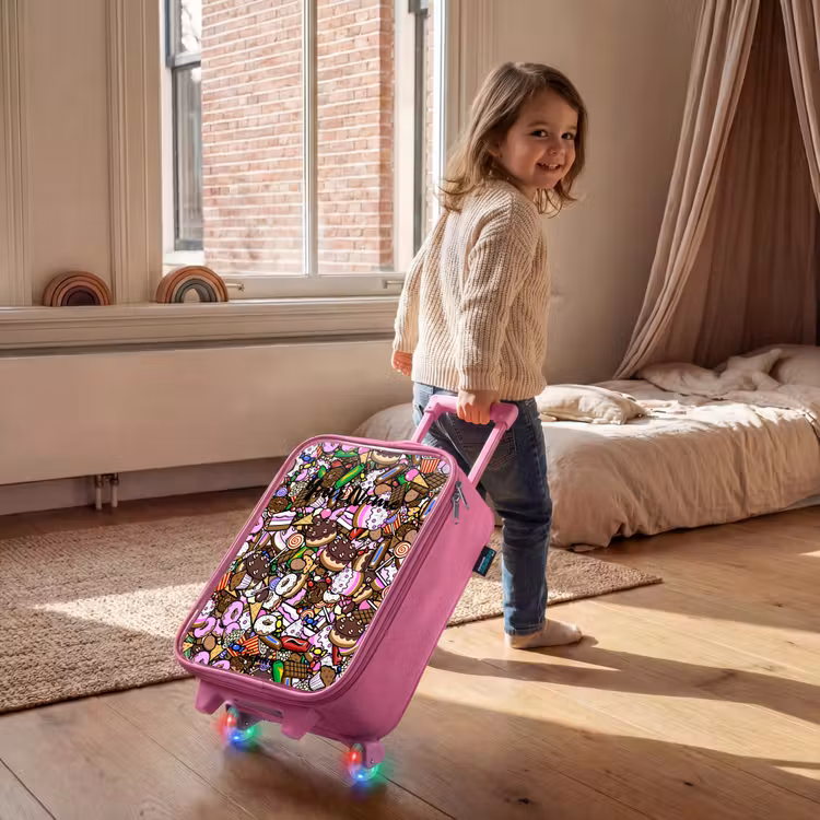 Children's suitcase - Pink - Overflowing pattern with treats — 2