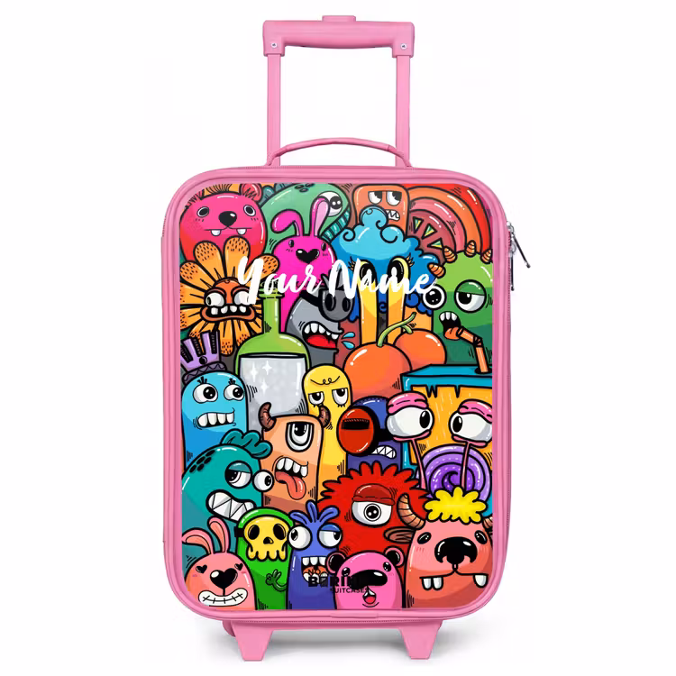 Children's suitcase - Pink - Popping colored monsters — 1