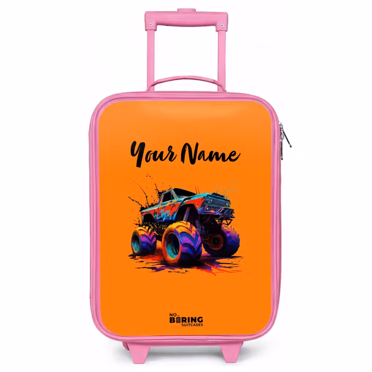Children's suitcase - Pink - Rainbow Wheels — 1