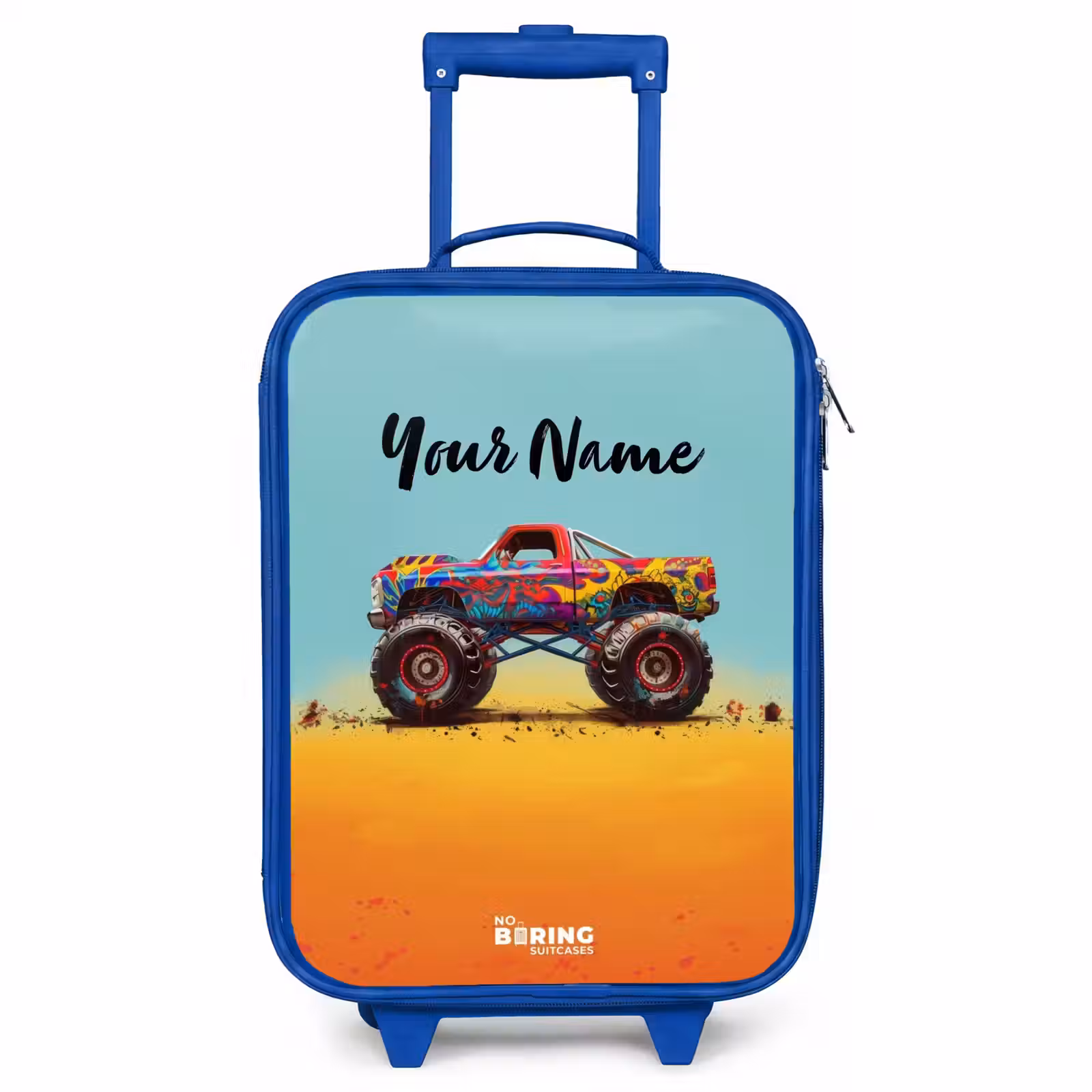 Children's suitcase - Blue - Monster Truck with Graffiti Print in the Sand — 1