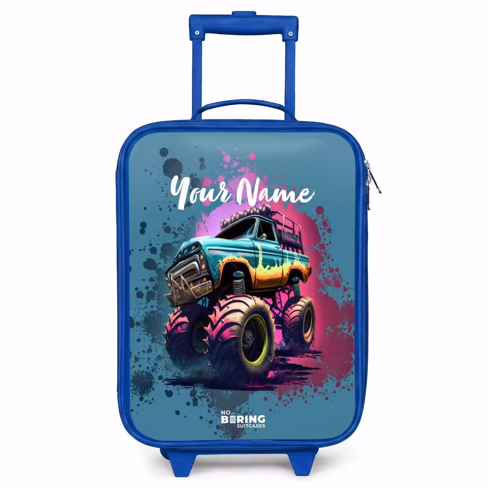 Children's suitcase - Blue - Monster Wheels — 1