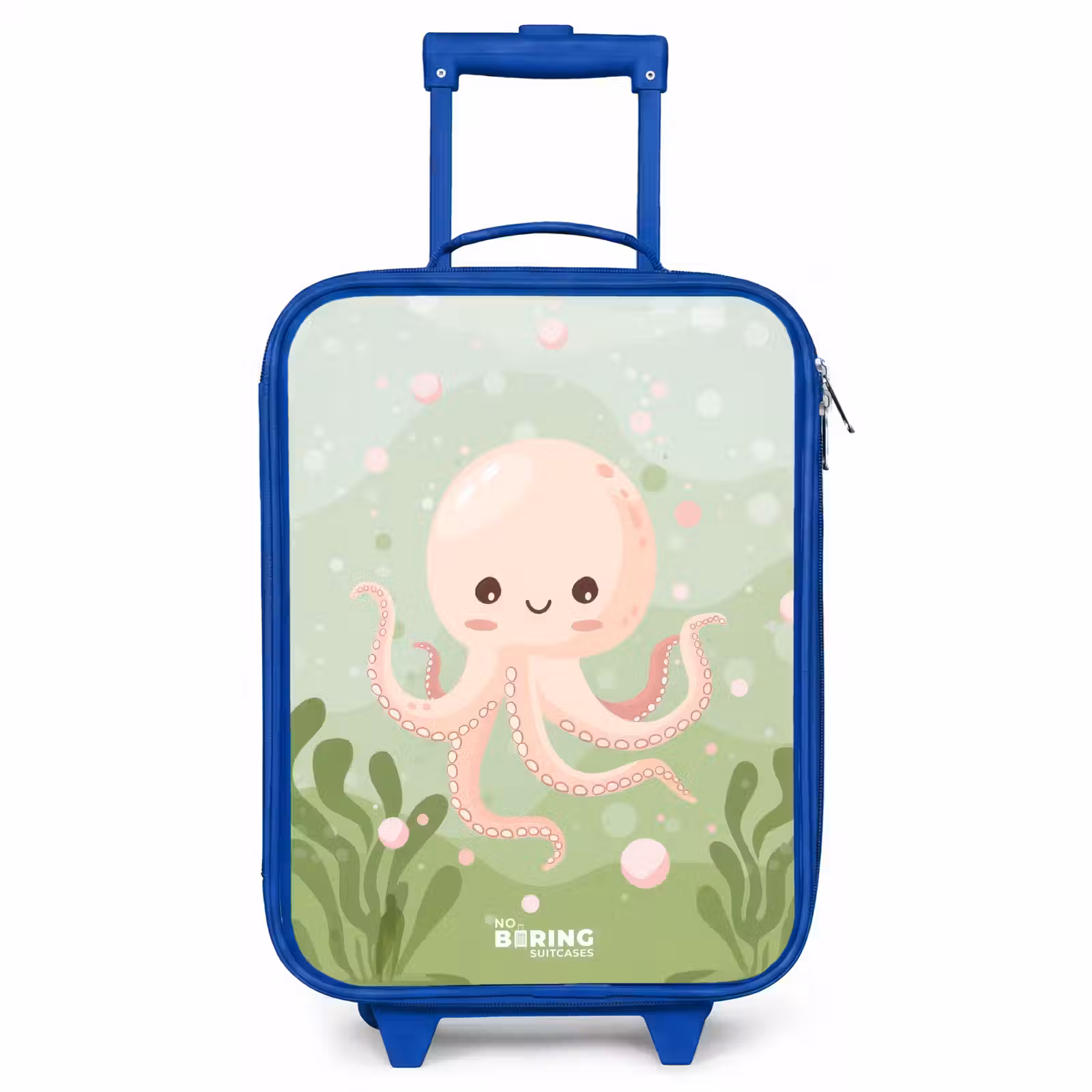 Children's suitcase - Blue - Pink octopus with a smile — 1