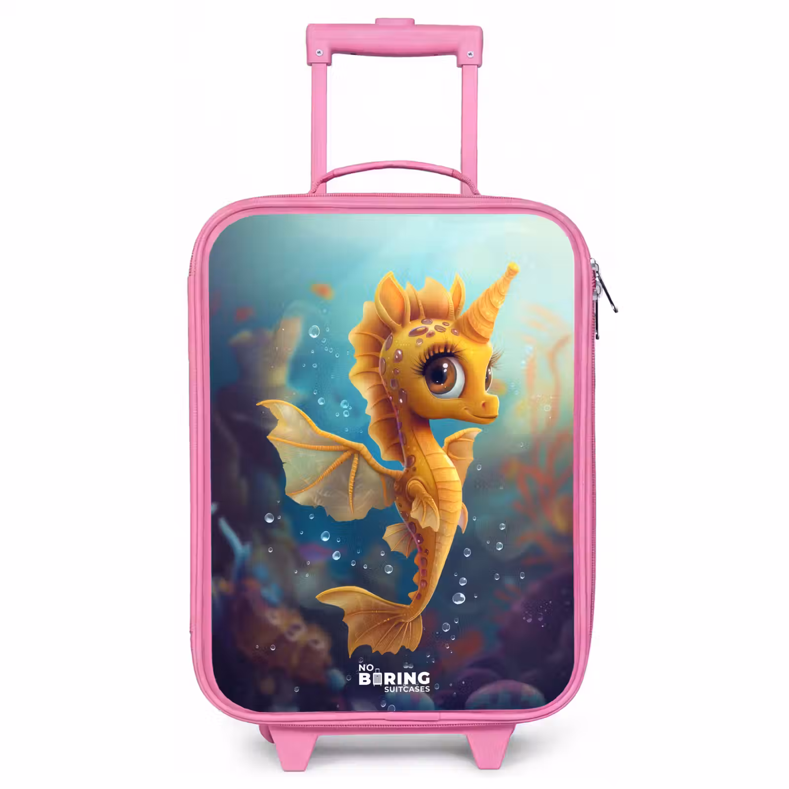 Children's suitcase - Pink - Orange seahorse in the water — 1