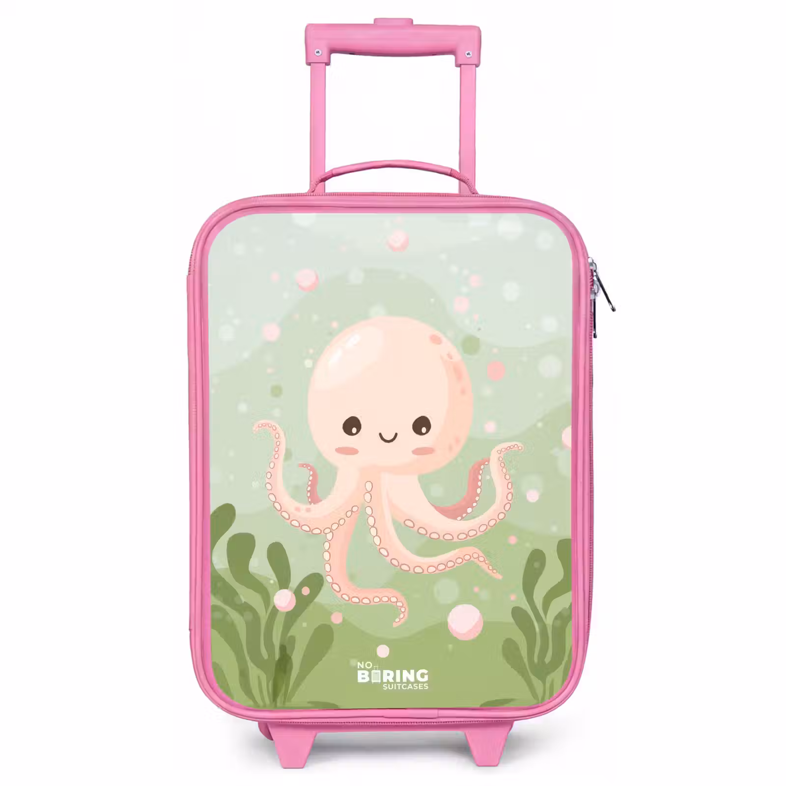 Children's suitcase - Pink - Pink octopus with a smile — 1