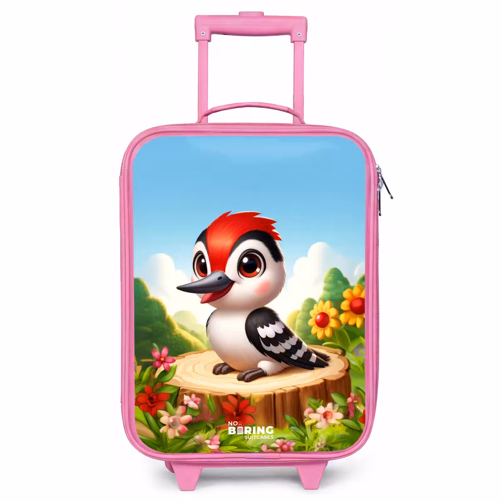 Children's suitcase - Pink - Woodpecker on and tree stump — 1
