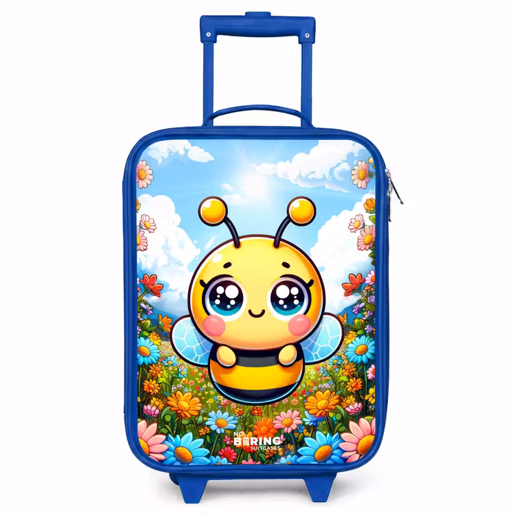 Children's suitcase - Blue - Cute bee among flowers — 1