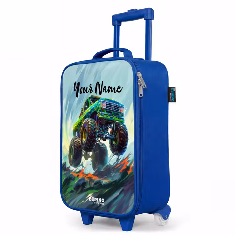 Children's suitcase - Blue - Green Monster Truck with Brushstrokes — 5