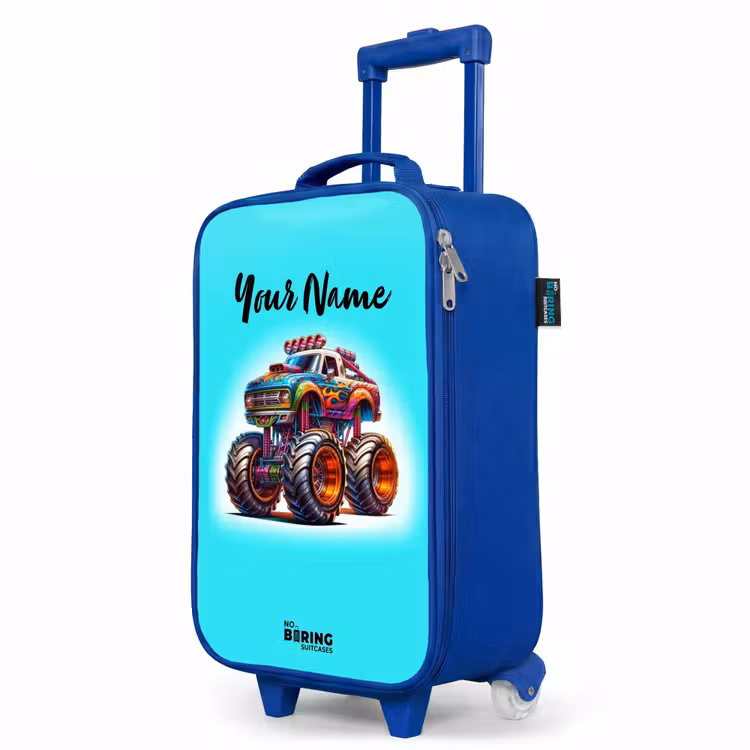 Children's suitcase - Blue - Monster Truck on Light Blue Background — 5