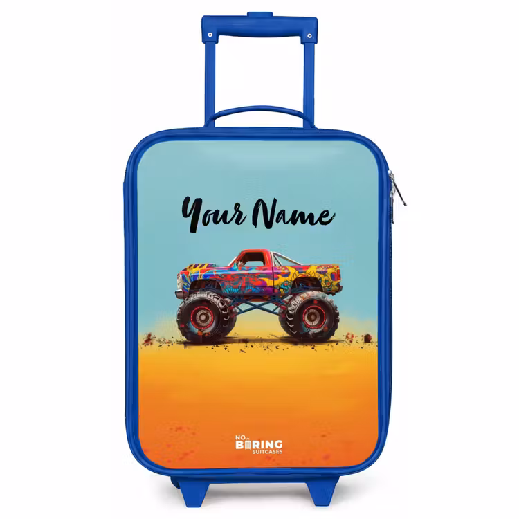 Children's suitcase - Blue - Monster Truck with Graffiti Print in the Sand — 1
