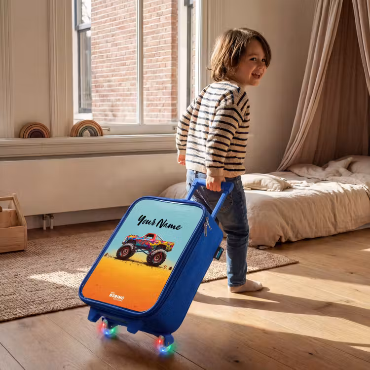 Children's suitcase - Blue - Monster Truck with Graffiti Print in the Sand — 2