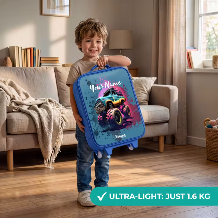 Children's suitcase - Blue - Monster Wheels — 3