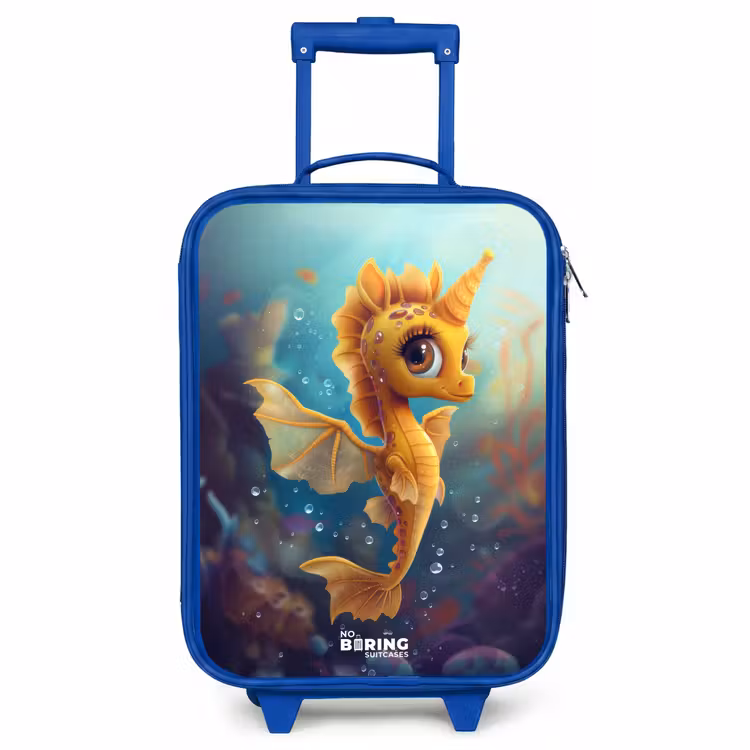 Children's suitcase - Blue - Orange seahorse in the water — 1