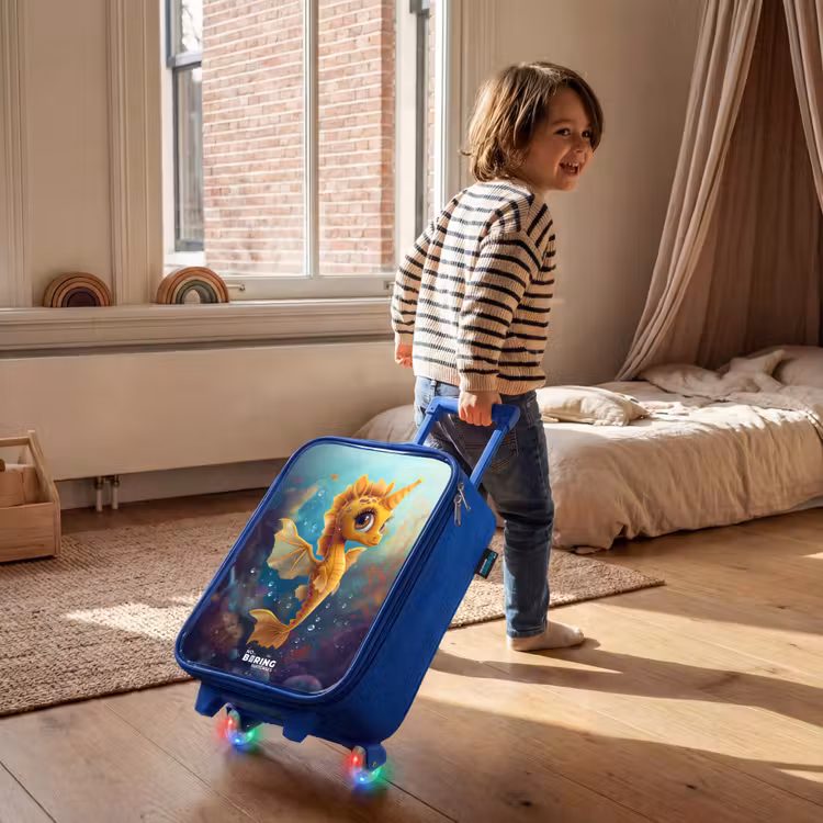 Children's suitcase - Blue - Orange seahorse in the water — 2