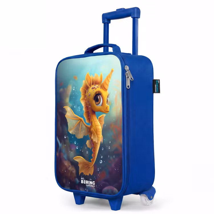 Children's suitcase - Blue - Orange seahorse in the water — 5