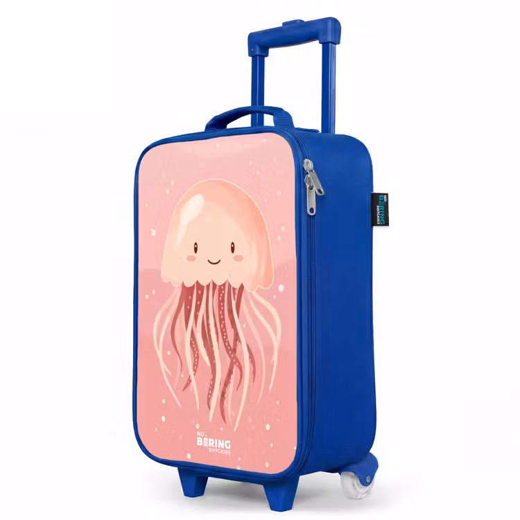 Children's suitcase - Blue - Pink jellyfish with face — 5