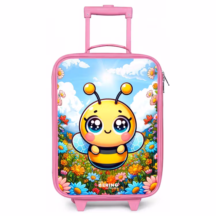 Children's suitcase - Pink - Cute bee among flowers — 1