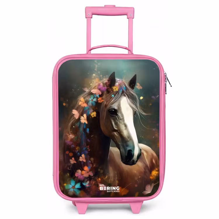 Children's suitcase - Pink - Light brown horse among flowers — 1