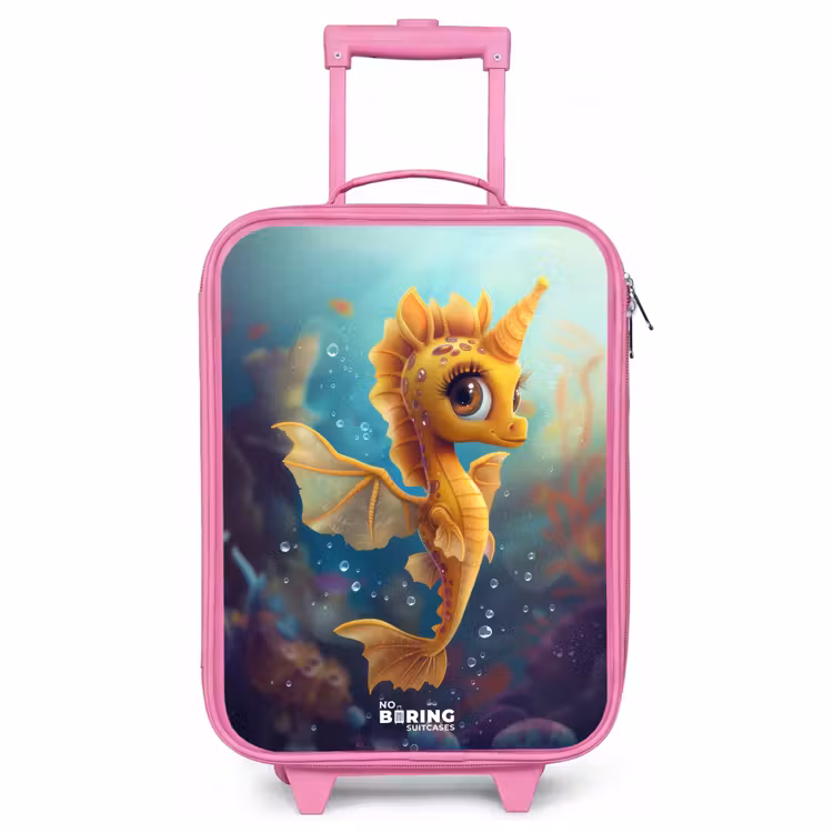 Children's suitcase - Pink - Orange seahorse in the water — 1