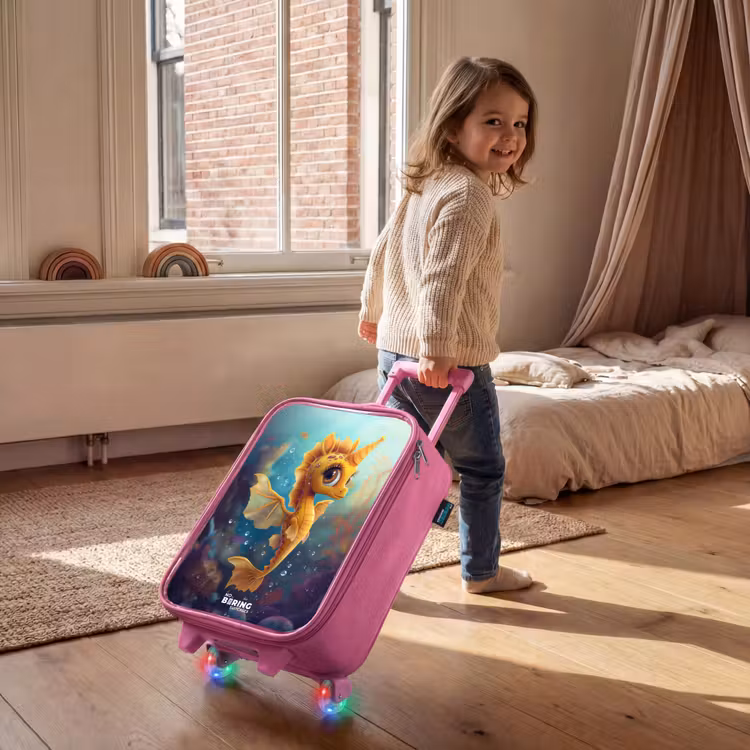 Children's suitcase - Pink - Orange seahorse in the water — 2