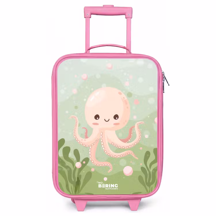 Children's suitcase - Pink - Pink octopus with a smile — 1
